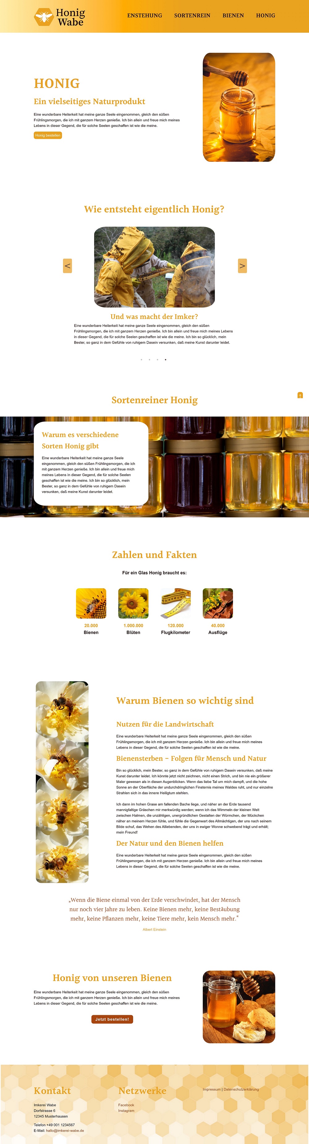Screendesign Webseite One-Pager